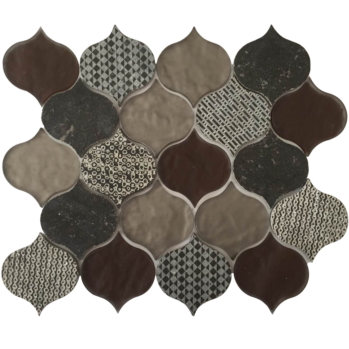 3-in Decorative Droplet arabesque Lantern 12-in x 10-in Marble & Glass Mosaic Wall Tile( 4 sq. ft. /Box )
