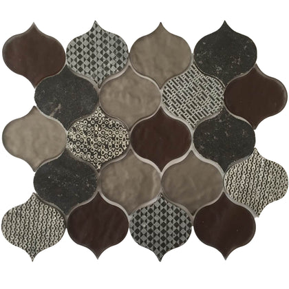 3-in Decorative Droplet arabesque Lantern 12-in x 10-in Marble & Glass Mosaic Wall Tile( 4 sq. ft. /Box )