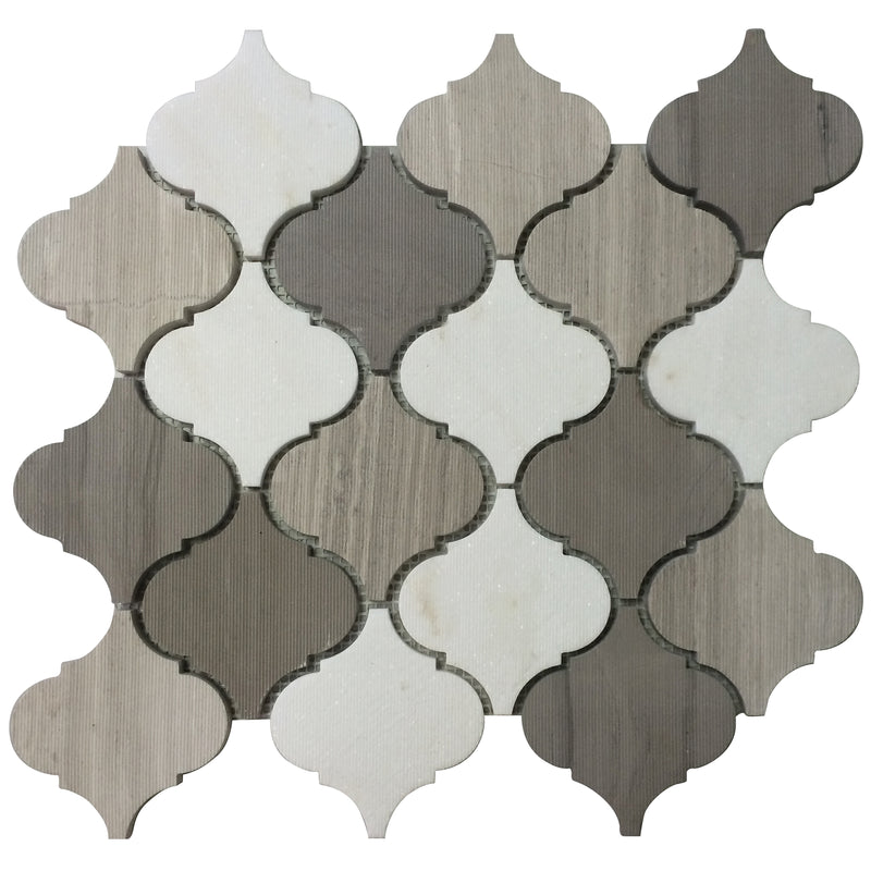 4-in Gris Garden arabesque Lantern 12-in x 13-in Mixed Marble Mosaic Wall Tile(1.08-sq. ft/ Piece)