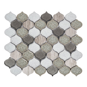 Feather Pattern Wooden White/Crackle Mix Mosaic
