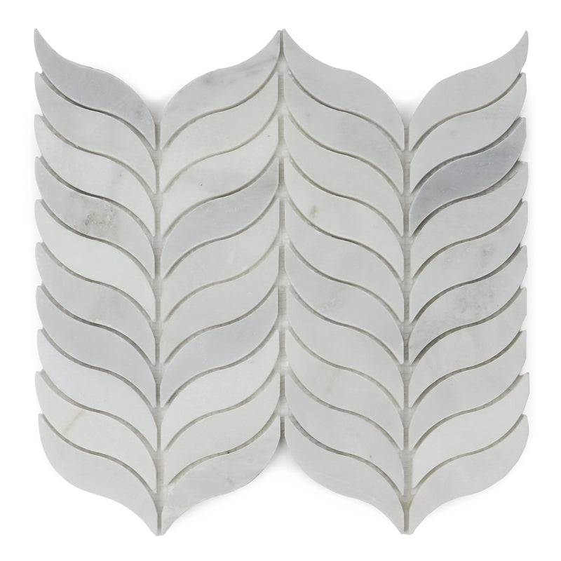 Oriental White Synergy Weave 12-in x 11-in Polished Marble Mosaic Wall Tile( 4.6 sq. ft. /Box )