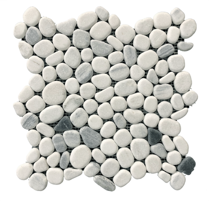Chinese Zebra Flat Pebble 12-in x 12-in Marble Mosaic Floor Tile( 5 sq. ft. /Box )