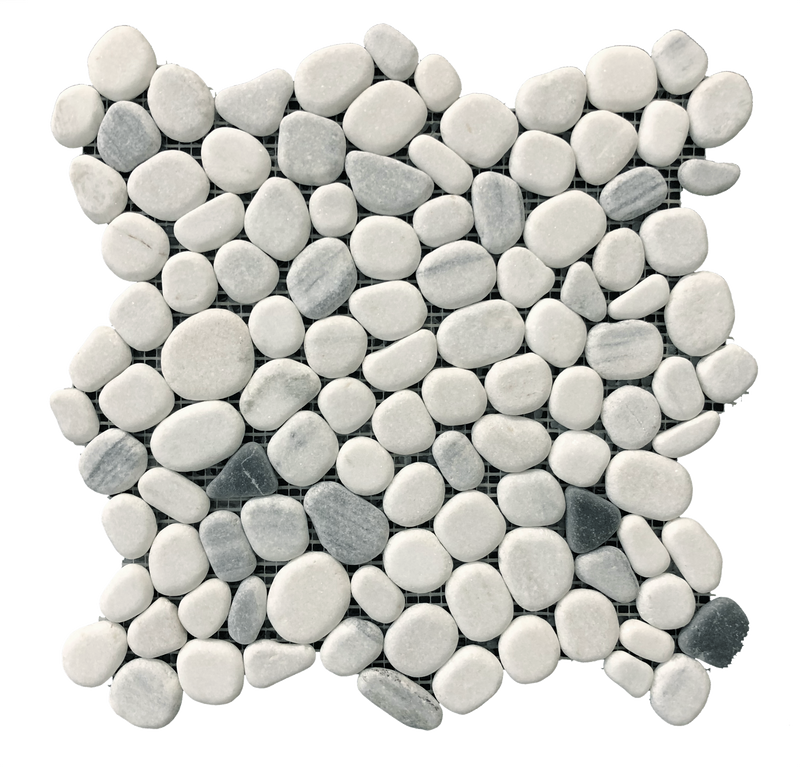 Chinese Zebra Flat Pebble 12-in x 12-in Marble Mosaic Floor Tile( 5 sq. ft. /Box )