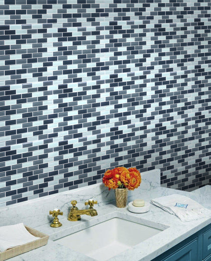 White & Grays 12-in x 11-in Glass Mosaic Wall Tile( 13.8 sq. ft. /Box )