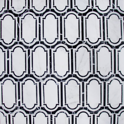 Windows Pattern Oriental Black & White 12-in x 12-in Waterjet Mosaic Floor and Wall Tile( 6 sq. ft. /Box )