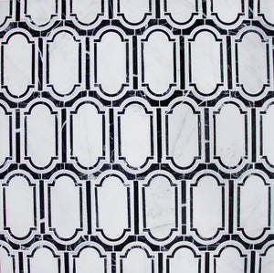 Windows Pattern Oriental Black & White Waterjet Mosaic