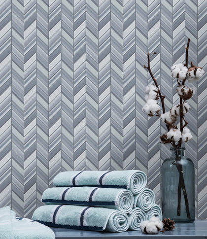 Zebra Chevron 8-in x 12-in Polished Marble Mosaic Floor and Wall Tile( 3.55 sq. ft. /Box )
