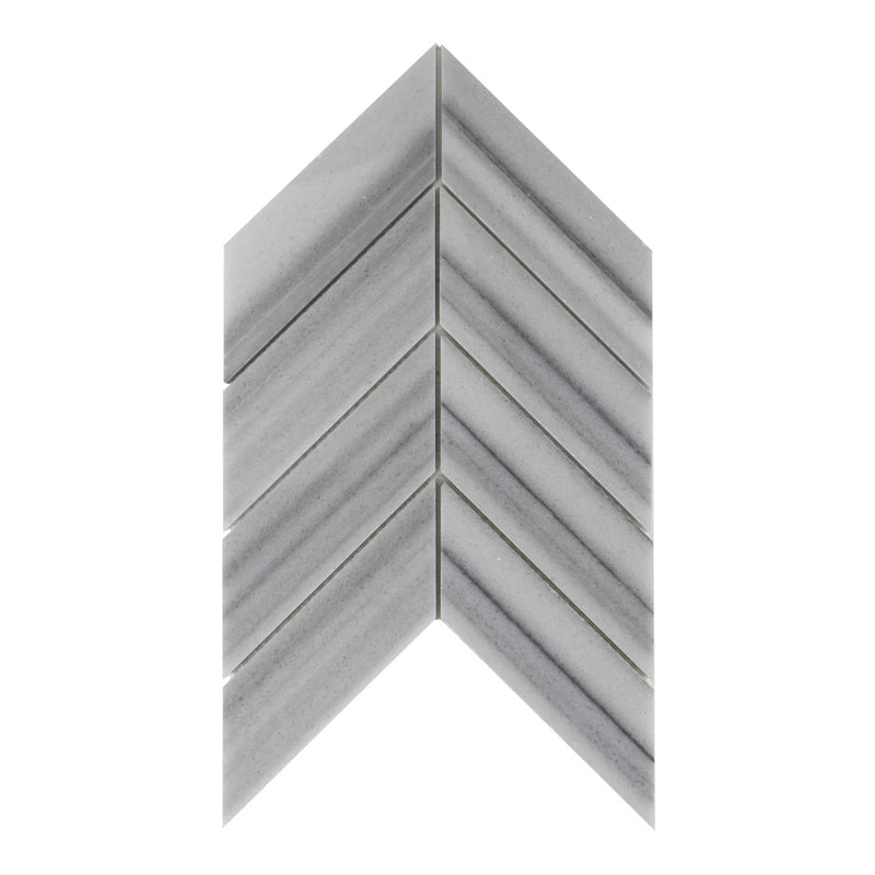 Zebra Chevron 8-in x 12-in Polished Marble Mosaic Floor and Wall Tile( 3.55 sq. ft. /Box )