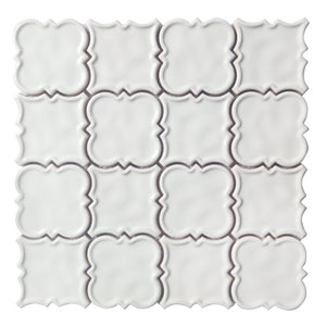 White Square Pattern Ceramic Mosaic
