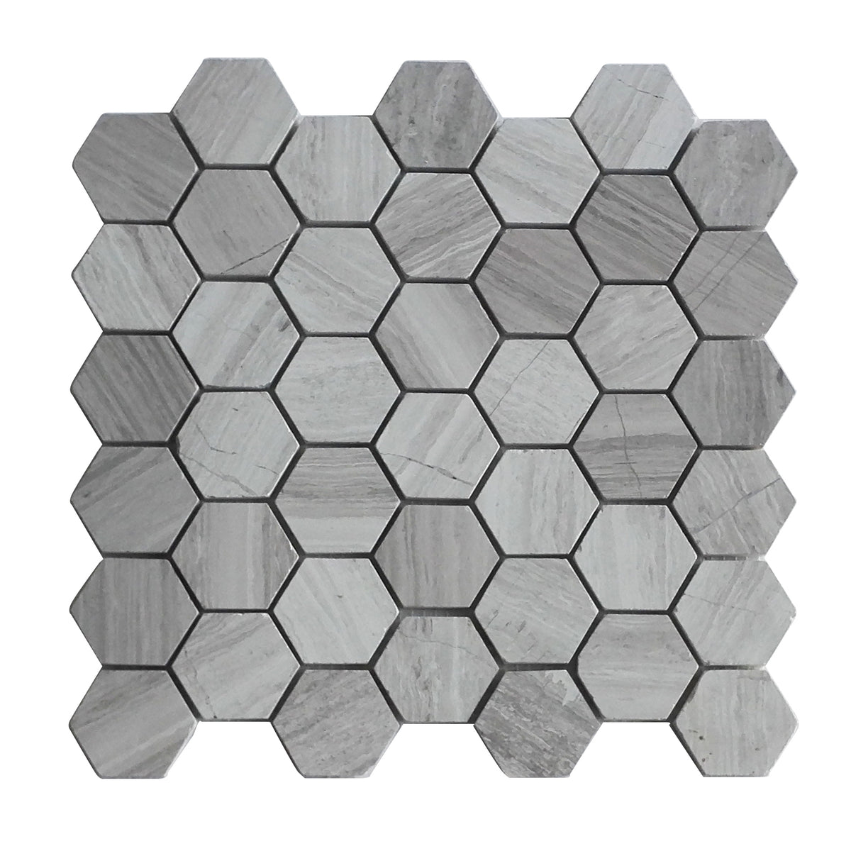 2-in Wooden White Hexagon 12-in x 12-in Honed Marble Mosaic Wall Tile( 5 sq. ft. /Box )