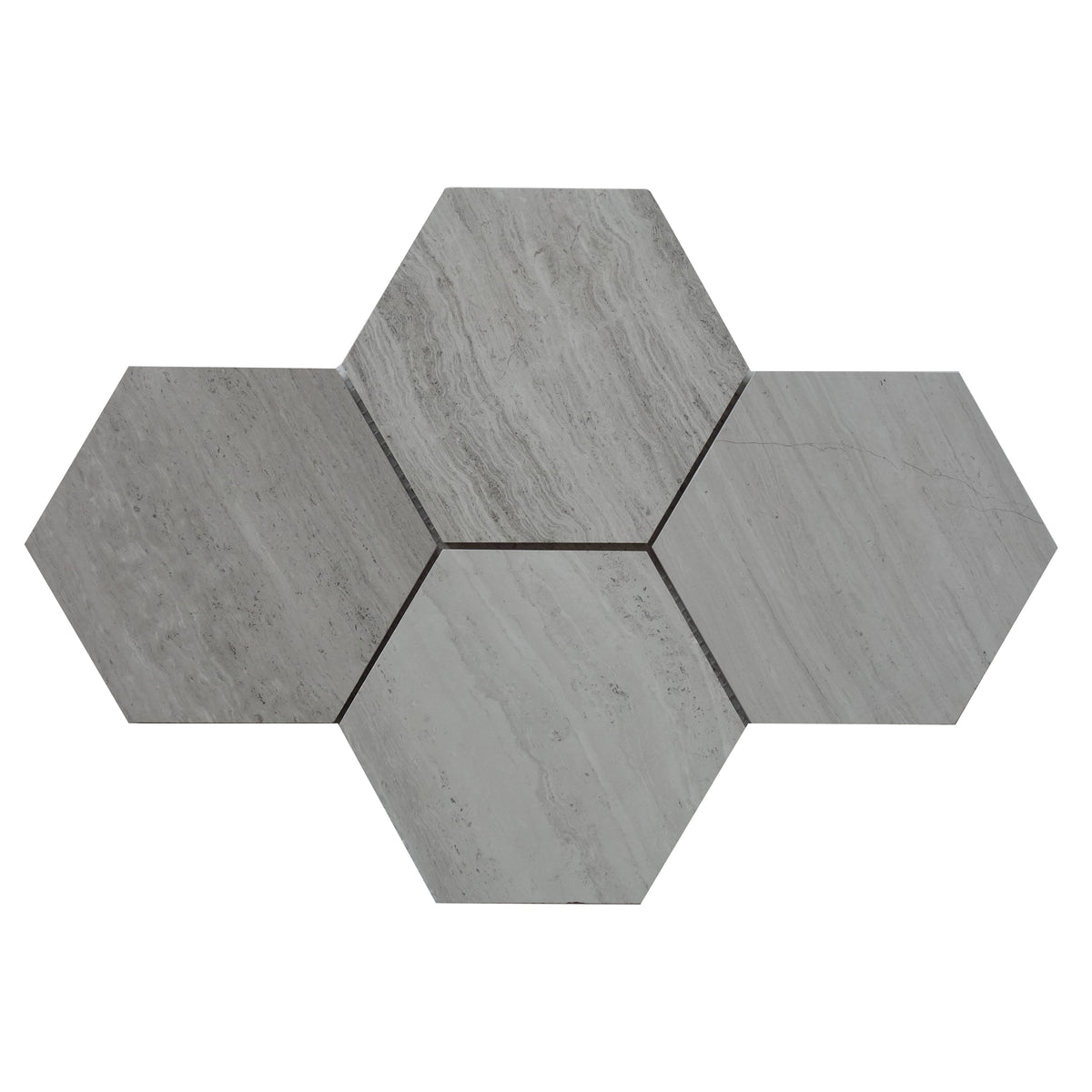 6-in Wooden White Hexagon 12-in x 10-in Honed Marble Mosaic Wall Tile( 4.15 sq. ft. /Box )