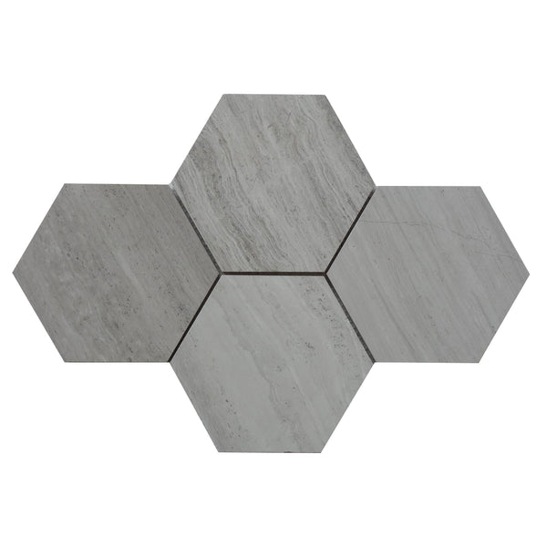 6-in Wooden White Hexagon 12-in x 10-in Honed Marble Mosaic Wall Tile(0.83-sq. ft/ Piece)