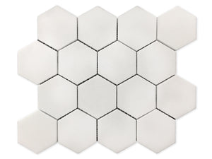 3" Thassos White Hexagon Polished Mosaic