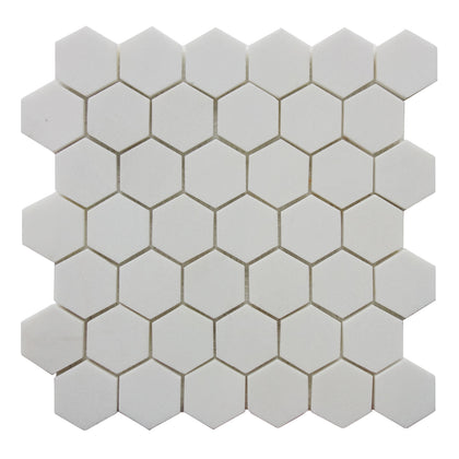 2-in Thassos White Hexagon 12-in x 12-in Polished Marble Mosaic Floor and Wall Tile ( 5 sq. ft. /Box )