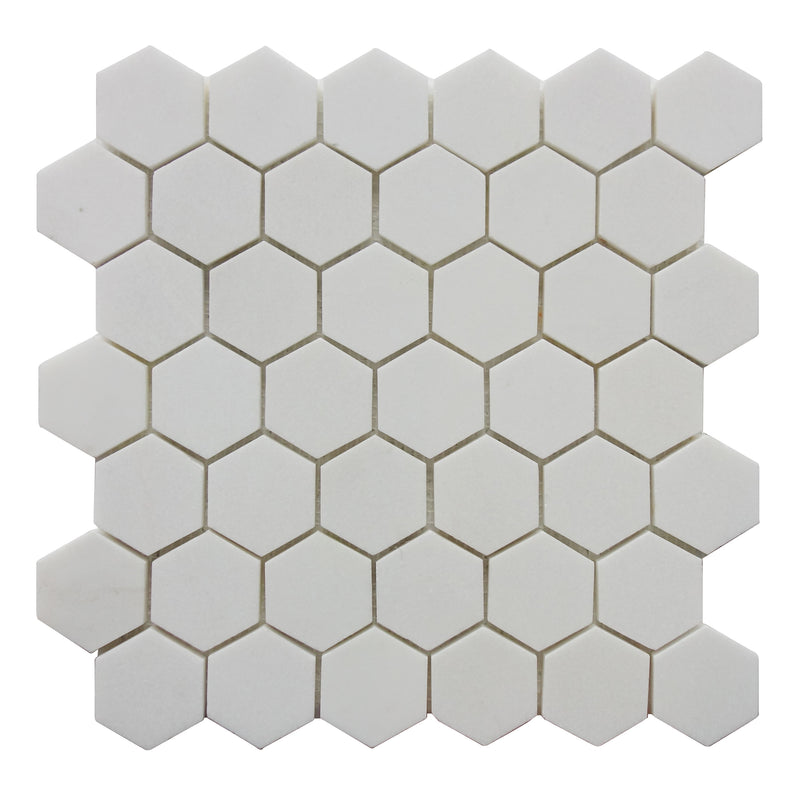 2-in Thassos White Hexagon 12-in x 12-in Polished Marble Mosaic Floor and Wall Tile ( 5 sq. ft. /Box )