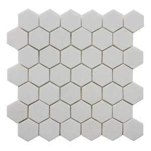 2" Crystal White Hexagon Polished Mosaic
