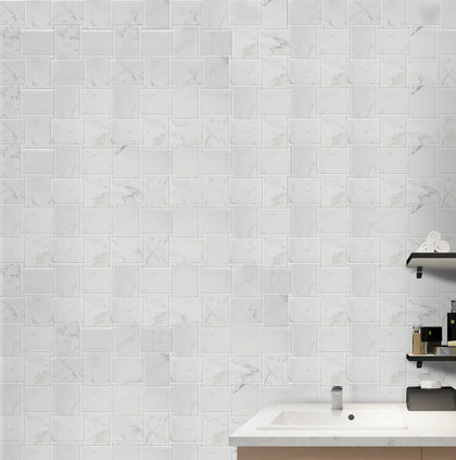 Calacatta Basketweave 11-in x 11-in Polished Mosaic Floor and Wall Tile( 4.2 sq. ft. /Box )