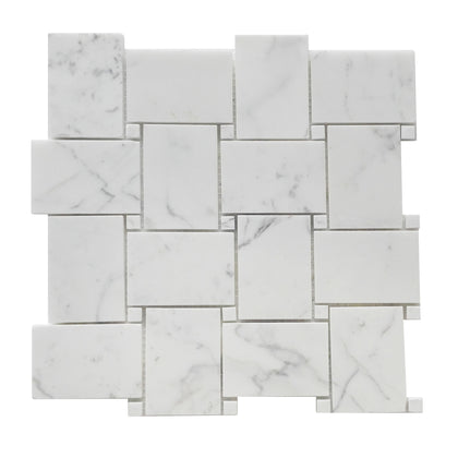 Calacatta Basketweave 11-in x 11-in Polished Mosaic Floor and Wall Tile( 4.2 sq. ft. /Box )