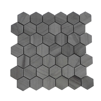 2-in Athens Gray Hexagon 12-in x 12-in Honed Mosaic Tile( 5 sq. ft. /Box )