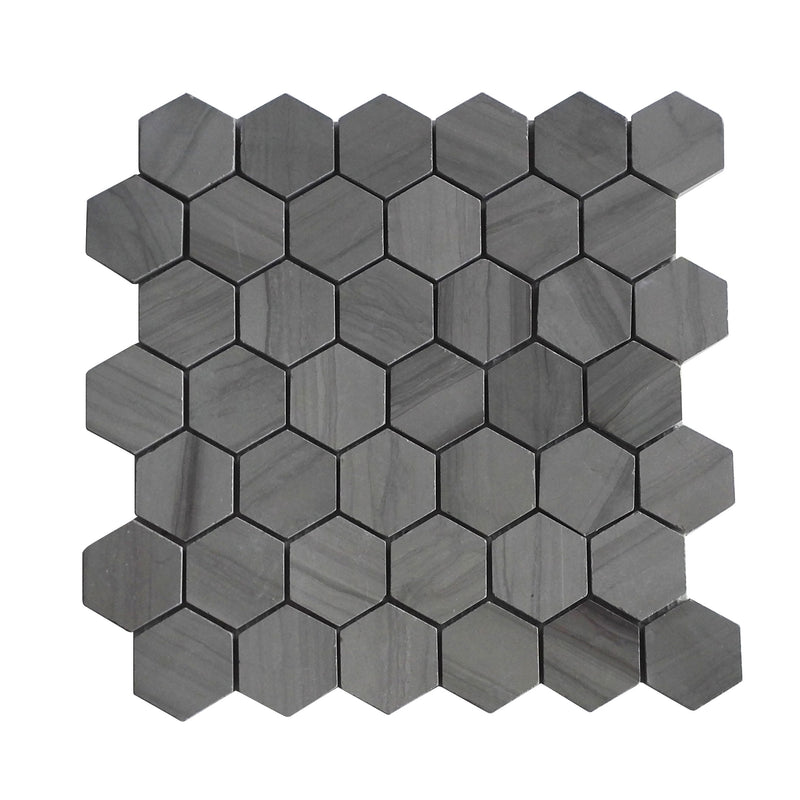 2-in Athens Gray Hexagon 12-in x 12-in Honed Mosaic Tile( 5 sq. ft. /Box )