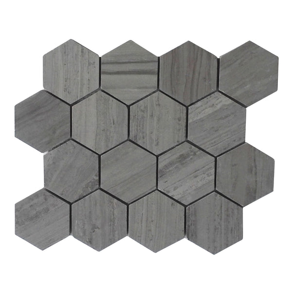 2-in Athens Gray Hexagon 12-in x 11-in Honed Mosaic Floor and Wall Tile(0.92-sq. ft/ Piece)