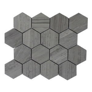 Athens Gray 3" Hexagon Honed Mosaic
