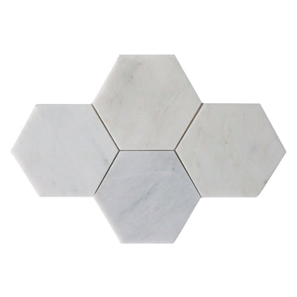 6-in Oriental White Hexagon 12-in x 10-in Polished Marble Mosaic Wall Tile( 4.15 sq. ft. /Box )