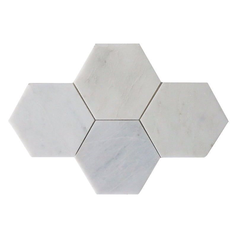 6-in Oriental White Hexagon 12-in x 10-in Polished Marble Mosaic Wall Tile( 4.15 sq. ft. /Box )