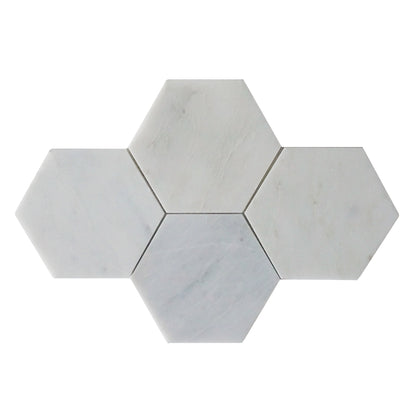 6-in Oriental White Hexagon 12-in x 10-in Honed Mosaic Wall Tile ( 4.15 sq. ft. /Box )