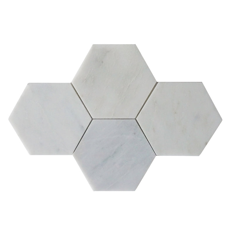6-in Oriental White Hexagon 12-in x 10-in Honed Mosaic Wall Tile ( 4.15 sq. ft. /Box )