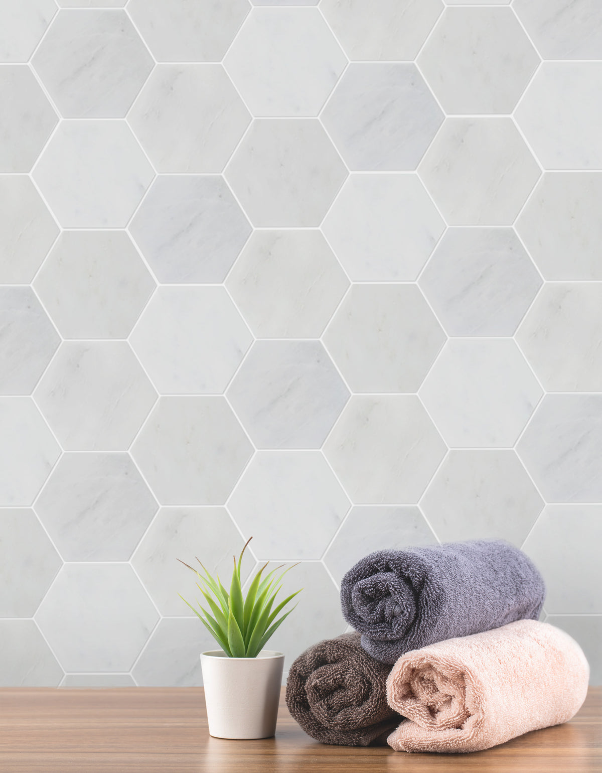 6-in Oriental White Hexagon 12-in x 10-in Honed Mosaic Wall Tile ( 4.15 sq. ft. /Box )