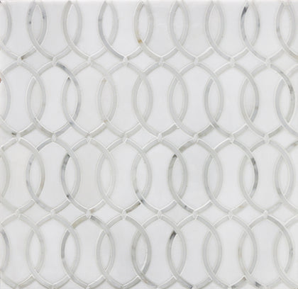 Thassos with Carrara White 12-1/2-in x 11-in Waterjet Mosaic Floor and Wall Tile( 4.75 sq. ft. /Box )