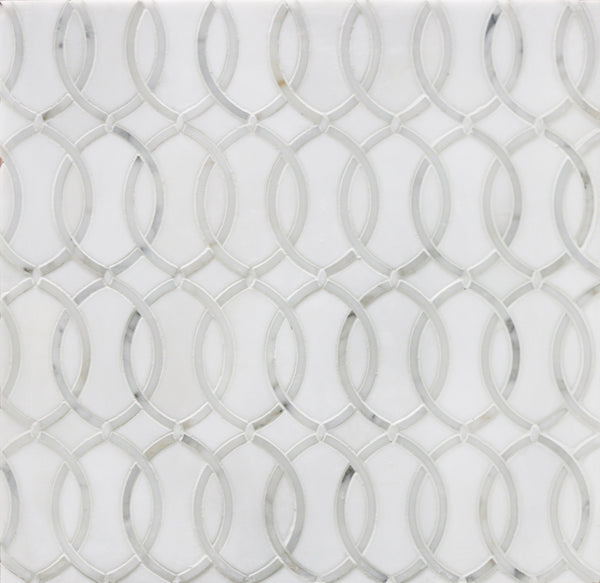 Thassos with Carrara White 12-1/2-in x 11-in Waterjet Mosaic Floor and Wall Tile( 4.75 sq. ft. /Box )