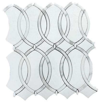 Thassos with Carrara White 12-1/2-in x 11-in Waterjet Mosaic Floor and Wall Tile( 4.75 sq. ft. /Box )