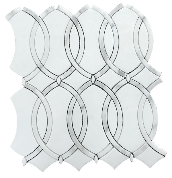 Thassos with Carrara White 12-1/2-in x 11-in Waterjet Mosaic Floor and Wall Tile(0.95-sq. ft/ Piece)