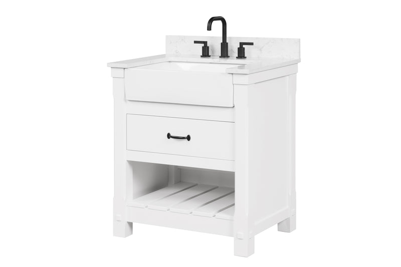 Farmington 30" Vanity Family Set with Carrara Engineered stone top - Dove White
