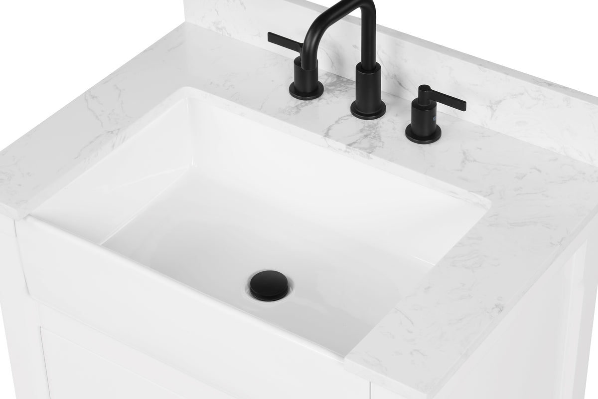 Farmington 30" Vanity Family Set with Carrara Engineered stone top - Dove White
