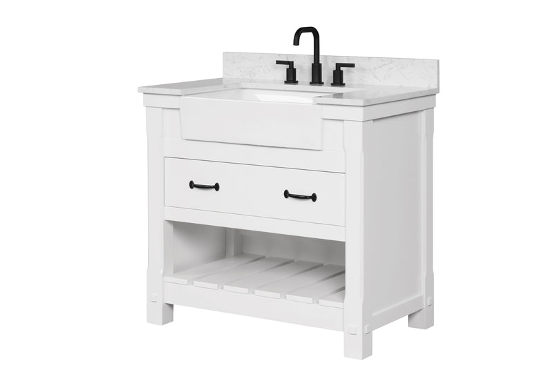 Farmington 30" Vanity Family Set with Carrara Engineered stone top - Dove White