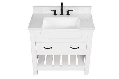 Farmington 36" Vanity Family Set With Carrara Engineered stone top - Dove White