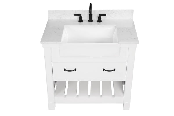 Farmington 36" Vanity Family Set With Carrara Engineered stone top - Dove White