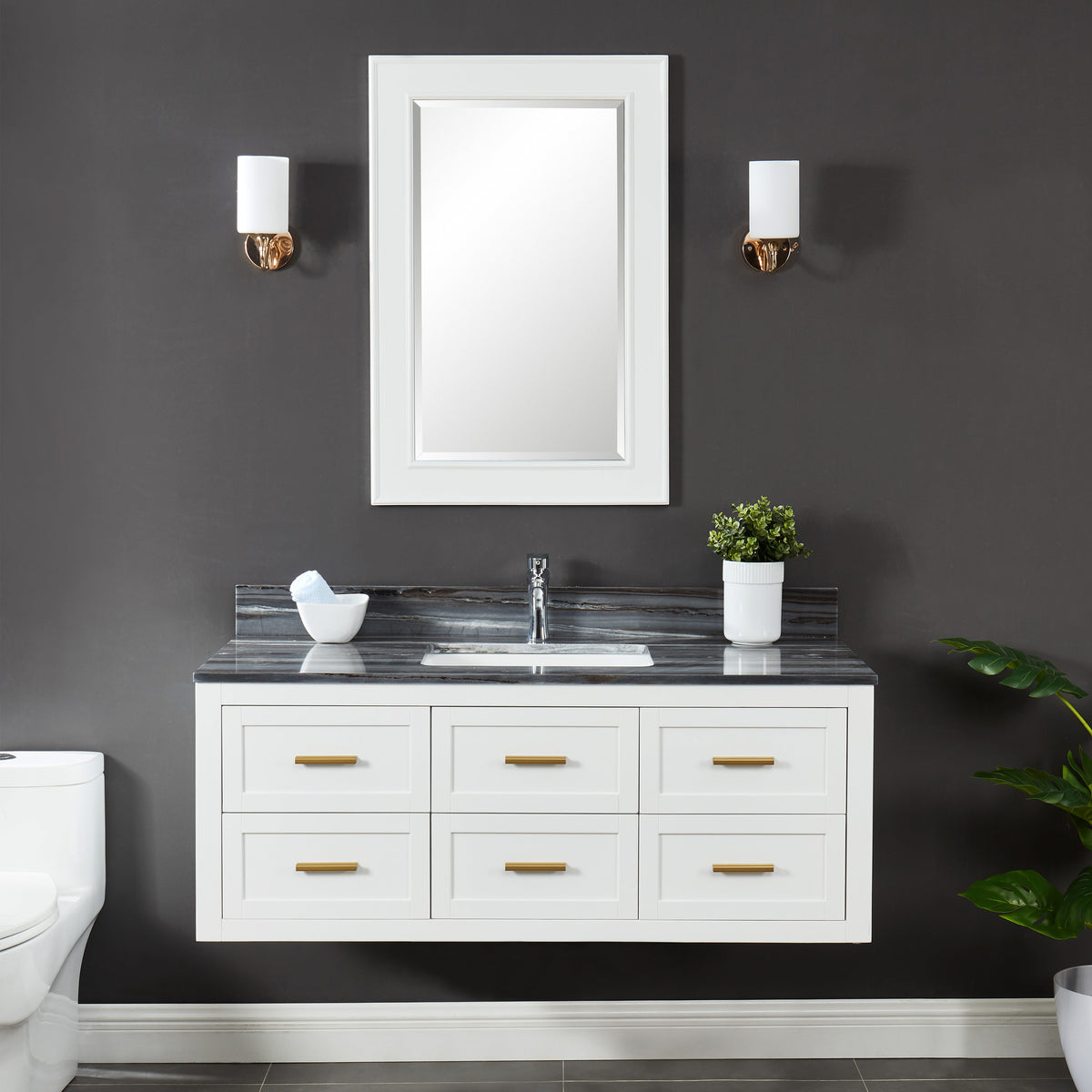 Ralph 48" Wall Mounted Vanity with Palissandro Blue Marble Top