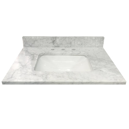 61" Premium Carrara Marble Vanity Top with Sink