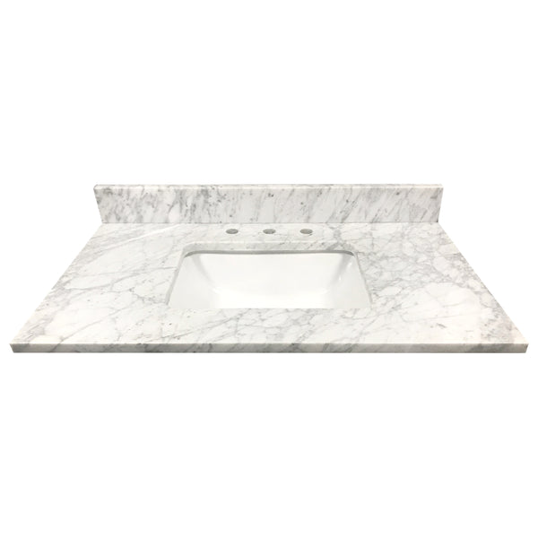 37" Premium Carrara Marble Vanity Top Sink