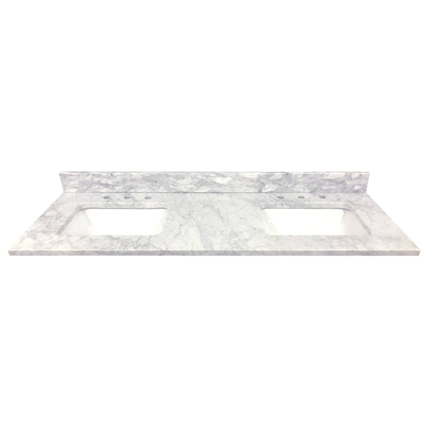 61" Premium Carrara Marble Vanity Top Sink