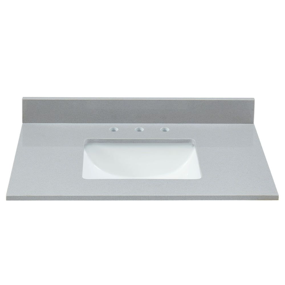 37" Soft Gray Engineered Marble Vanity Top with Sink