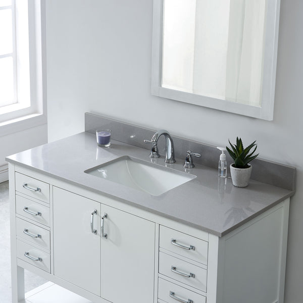Soft Gray Engineered Marble Vanity Top Sink