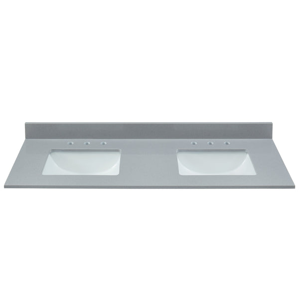 61" Soft Gray Engineered Marble Vanity Top Sink