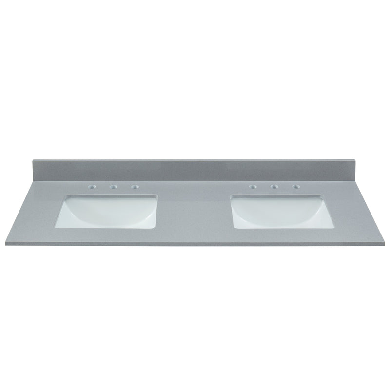 61" Soft Gray Engineered Marble Vanity Top with Sink
