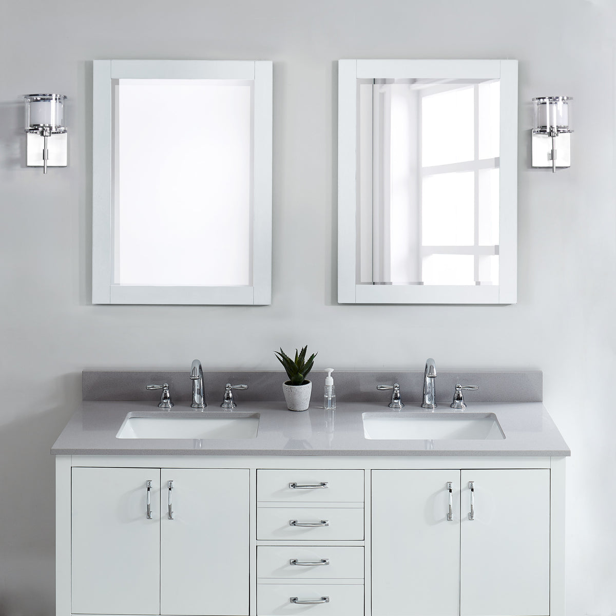 61" Soft Gray Engineered Marble Vanity Top with Sink