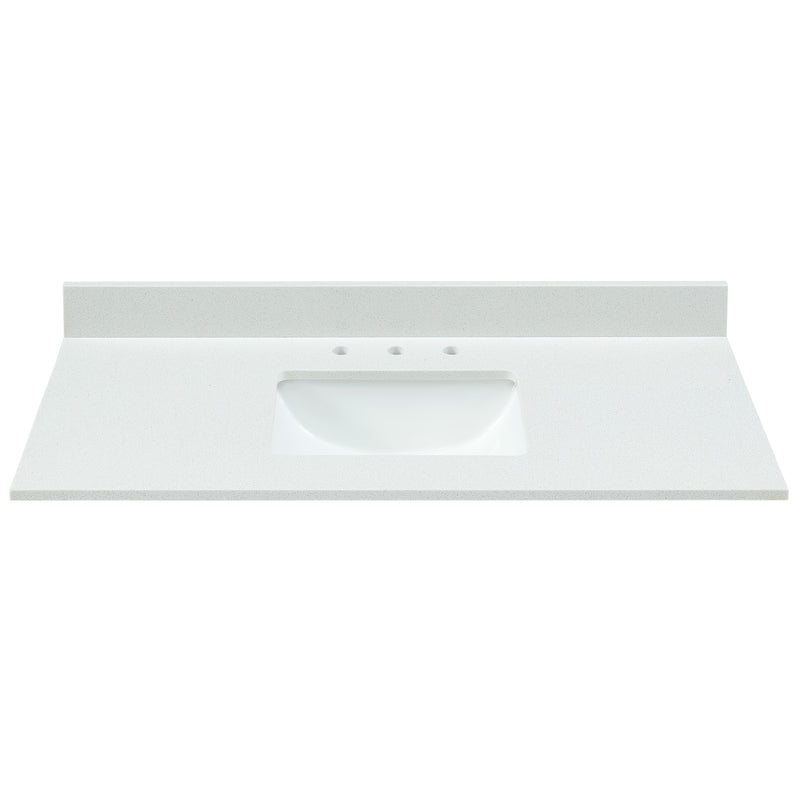 61" Snow White Engineered Marble Vanity Top with Sink